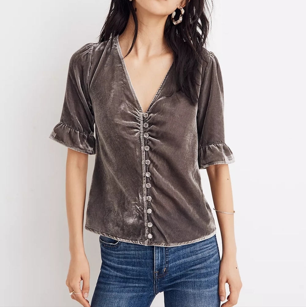 Madewell Velvet Daylight Top Vintage Gold